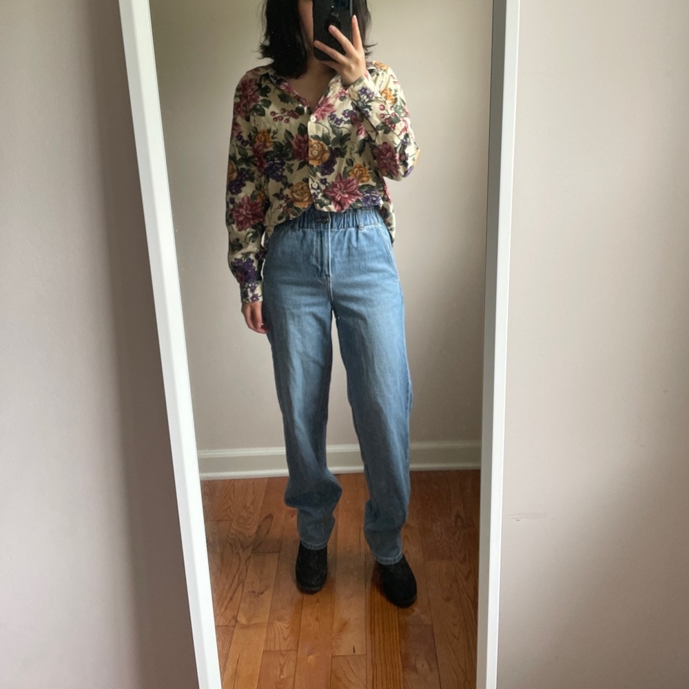 American Eagle Real Good Jeans US Size 0 High Waisted Ruched Loose Retro Jeans